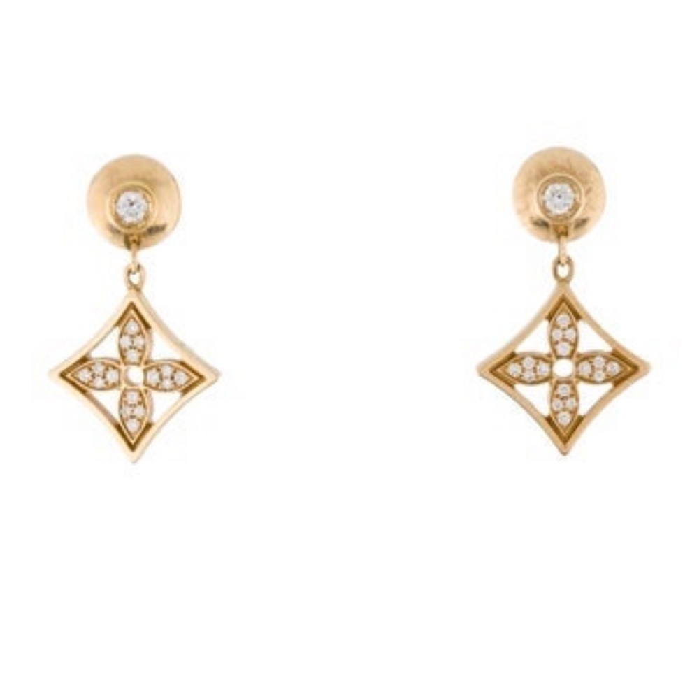 Louis Vuitton 18K Diamond Idylle Blossom Drop Earrings
